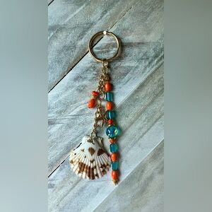 Seashell and Bead Keychain with Starfish Charm